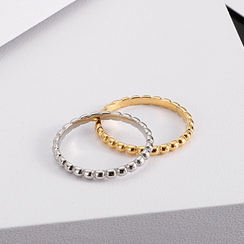 Anillo De Cuentas De Acero Inoxidable Minimalista Pulido Banda De Burbujas Joyería Elegante Apilable Para Mujeres