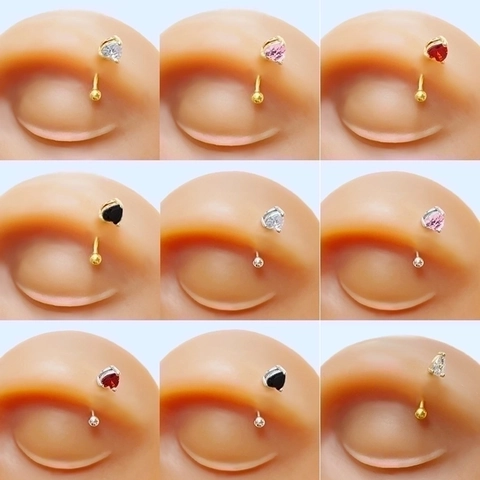 Hartvormige Zirkonia Navelring Minimalistische Koperen Lichaampiercing Sieraden Wenkbrauw Oorkraakbeen Stud