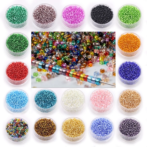 Perline Di Vetro Con Interno Argento Rotonde Multicolore DIY Creazione Di Gioielli Bracciale Collana Accessorio Mini