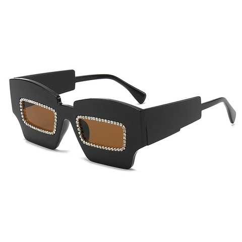 Gafas De Sol Cuadradas Grandes Para Mujer Montura Gruesa De Plástico Con Adorno De Diamantes De Imitación UV400