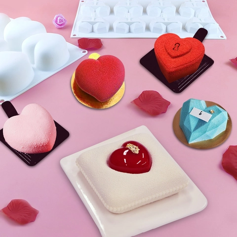 Heart Shaped Silicone Mousse Cake Mold Food Grade Flexible DIY Baking Dessert Tools For Valentine Day Decoration