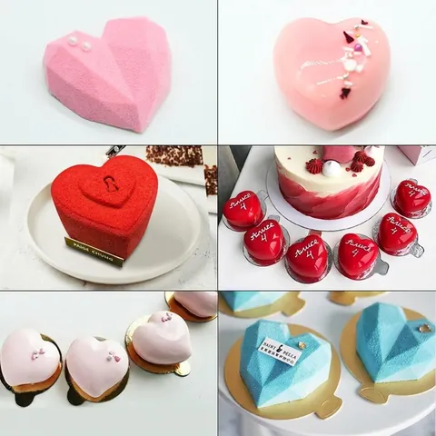 Heart Shaped Silicone Mousse Cake Mold Food Grade Flexible DIY Baking Dessert Tools For Valentine Day Decoration
