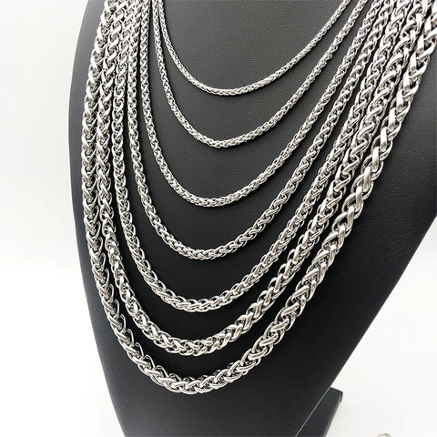 Edelstahl Halskette Weizen Keilkette Minimalistisch Punk Hip Hop Schmuck Geschenk Für Herren Damen Hypoallergene Halsketten