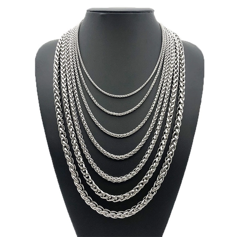 Edelstahl Halskette Weizen Keilkette Minimalistisch Punk Hip Hop Schmuck Geschenk Für Herren Damen Hypoallergene Halsketten