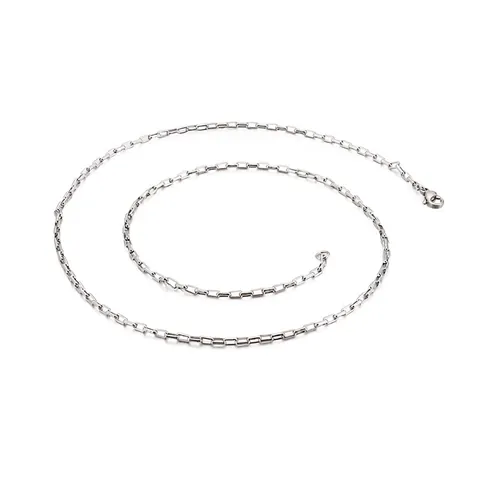 Stainless Steel Box Chain Necklace Minimalist Hip Hop Style Metal Link Necklaces For Men Women Silver Color