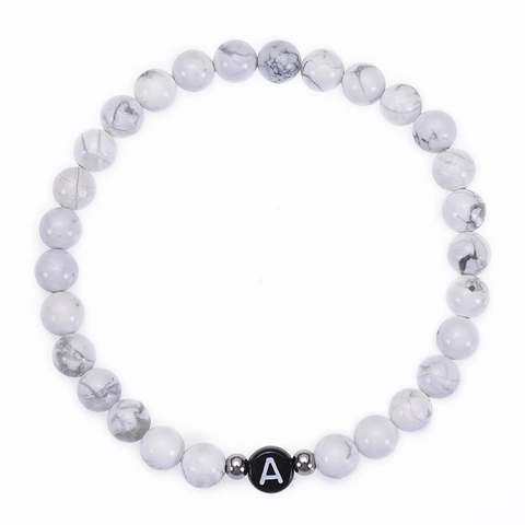 Naturweißes Türkis Initialen Armband Mit Kupfer Abstandsperlen Runde Perlen Unisex Pärchen Schmuck Minimalistisch Mode