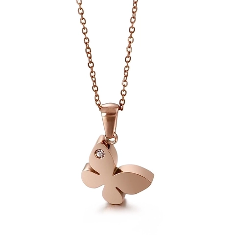 Collana Con Pendente A Farfalla Minimalista In Acciaio Inossidabile 316L Con Zircone Catena Da Clavicola Delicata Per Donna