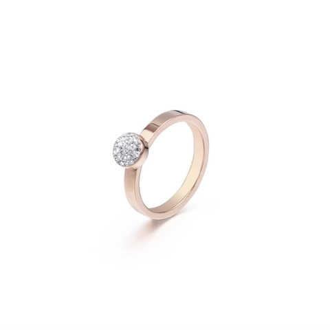 Anillo Minimalista Redondo Pavé De Circonia Acero Inoxidable Joyería De Moda Para Mujeres Accesorio Elegante
