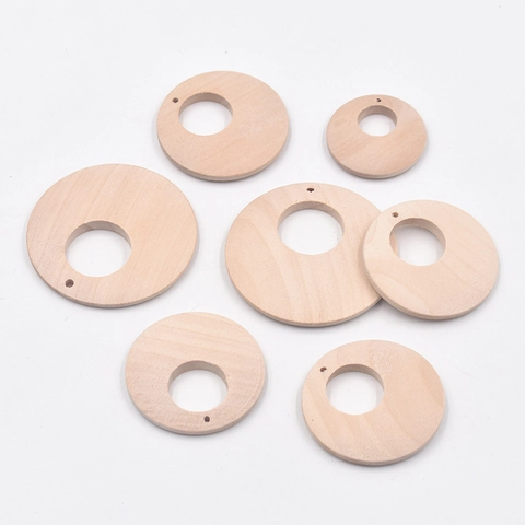 Natürliche Holz Runde Ohrring Charms Polierte Geometrische Hoop Schmuckzubehör Bastelzubehör Minimalistischer Stil Damen