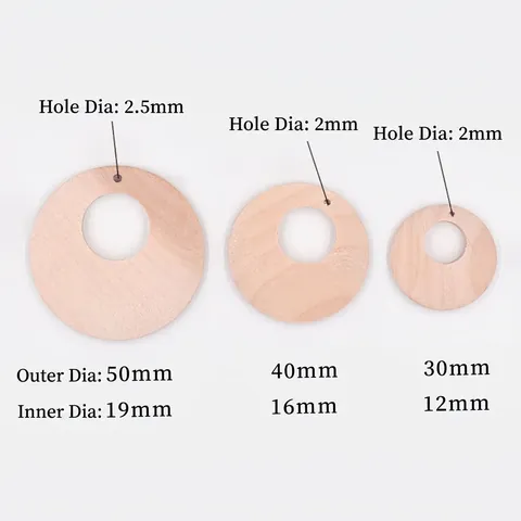 Natürliche Holz Runde Ohrring Charms Polierte Geometrische Hoop Schmuckzubehör Bastelzubehör Minimalistischer Stil Damen