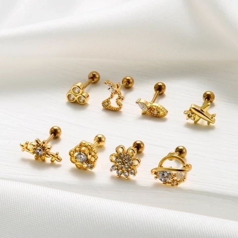 Clous De Cartilage En Acier Inoxydable Avec Zircon Piercing D'Oreille Bijoux De Mode Pour Femmes Plusieurs Modèles