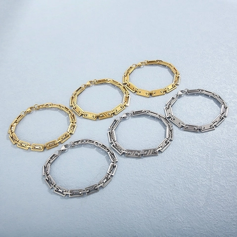 Collana A Catena Con Maglia Rettangolare In Acciaio Inossidabile Geometrico Cavo Hip Hop Punk Gioielli Per Uomo Donna