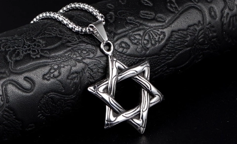 Ciondolo Esagramma Stella Di David In Acciaio Inossidabile Vintage Da Uomo Gioielli Geometrici Di Moda Solo Ciondolo Oro Acciaio
