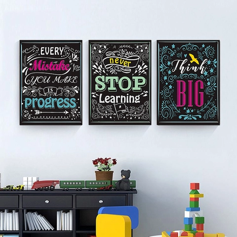 Poster Motivazionali Inglesi Ispiratori Arte Da Parete In Tessuto Di Raso Senza Cornice Stile Lavagna Aula Scuola Ufficio