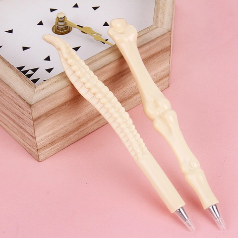 Bone Shaped Ballpoint Pen Novelty Realistic Human Skeleton Plastic Writing Pens For School Office Halloween Party Favors