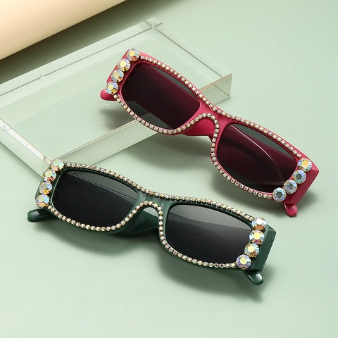 Gafas De Sol Rectangulares De Moda Con Diamantes De Imitación Estilo Gótico Para Mujeres Fiesta Exterior UV400
