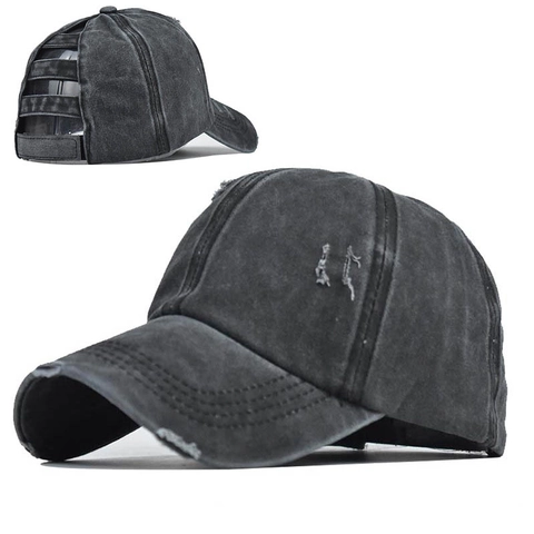 Gorra De Béisbol Coleta Algodón Lavado Estilo Desgastado Protección Solar Ajustable Casual Accesorio De Moda Mujeres