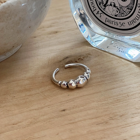 Vintage Ring Aus 925 Sterling Silber Minimalistische Multi Bubble Perlen Verstellbares Offenes Band Modeschmuck Für Damen