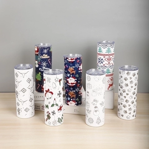 Stainless Steel Vacuum Insulated Tumbler With Lid Christmas Cartoon Pattern Travel Mug Portable Reusable Cup