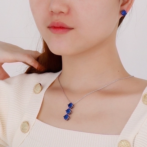 Elegante Collar Y Pendientes De Acero Inoxidable Con Circonia Joyería Para Mujer Colgante Geométrico Redondo Cuadrado Para Fiesta