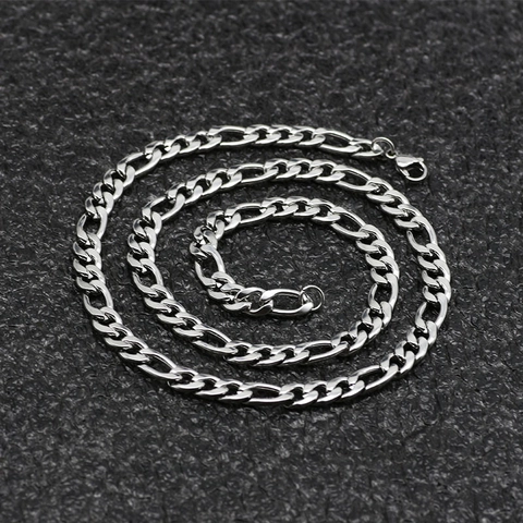 Figaro Chain Necklace Stainless Steel For Men Women Punk Hip Hop Style Minimalist Clavicle Neck Jewelry Accessory