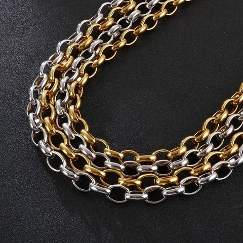 Collar De Cadena Rolo Gruesa De Acero Inoxidable Joyería De Moda Minimalista O-Link Para Mujeres Hombres