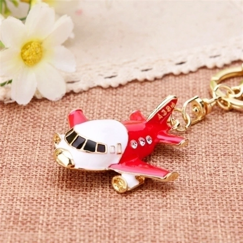 Rhinestone Airplane Car Motorcycle Keychain For Women Cute Alloy Enamel Plane Vehicle Bag Pendant Key Ring Metal Keychain Charms Gift