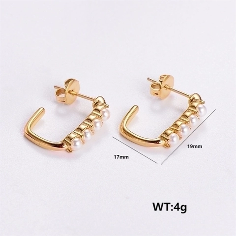 Stainless Steel Earrings Gold Plated Bow Knot Geometric Artificial Pearl Rhinestone Celestial Vintage Fashion Jewelry For Women