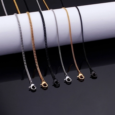 Collar De Cadena Curb Acero Inoxidable Eslabón Cubano Joyería Para Hombres Mujeres Minimalista Chapado En Oro Accesorio