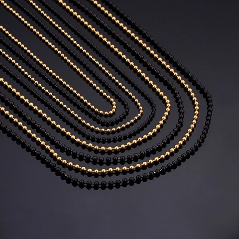 Collier Chaîne À Billes Acier Inoxydable Maillons De Perles Rondes Bijoux De Mode Style Hip Hop Punk Pour Femmes Hommes