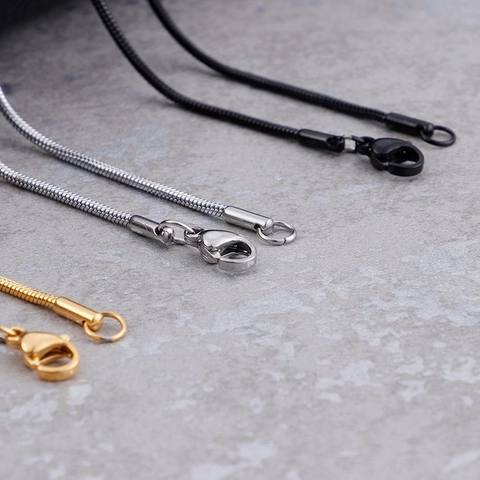 Collar De Cadena De Serpiente De Acero Inoxidable Cadena De Eslabones Redondos Simple Para Hombres Y Mujeres Joyería DIY Cierre De Langosta