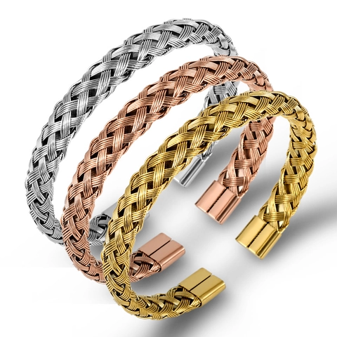 Bracciale Rigido In Maglia Intrecciata Acciaio Inossidabile Regolabile Milanese Filo Gioielli Minimalisti Uomo Donna