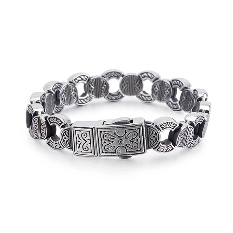 Herren Armband 316L Edelstahl Vintage Totenkopf Punk Gothic Biker Geschnitzte Kette Schwerer Schmuck Für Biker Rock