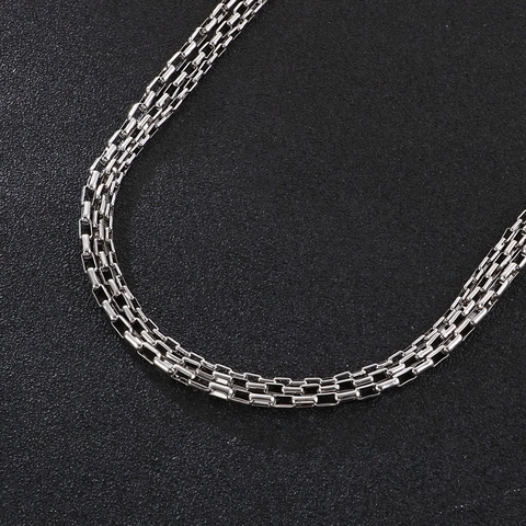 Stainless Steel Box Chain Necklace Minimalist Hip Hop Style Metal Link Necklaces For Men Women Silver Color