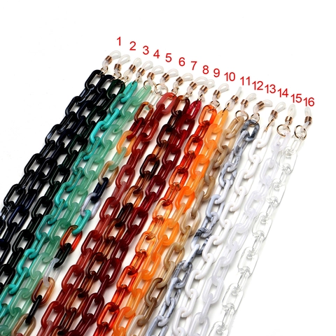 Chunky Acrylic Eyeglasses Chain Leopard Tortoiseshell Sunglasses Strap Anti Slip Adjustable Silicone Loops Neck Cord Retro