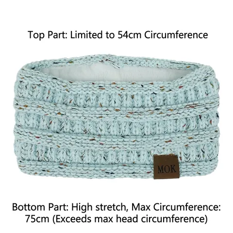 Winter Knitted Headband Fleece Lined Chunky Yarn Ear Warmer Elastic Hair Band For Women Outdoor Sports