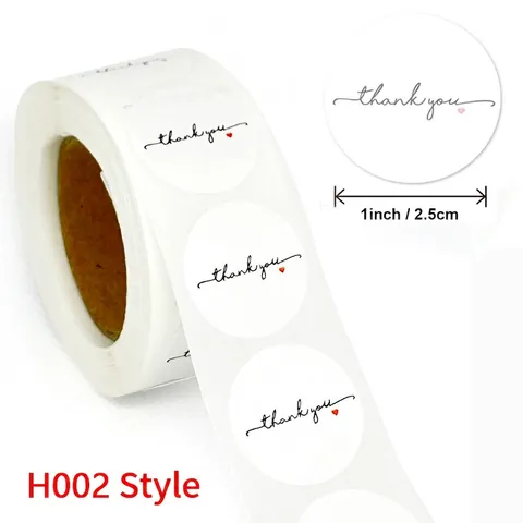 Thank You Stickers Round Decorative Label For Gift Packaging And Small Business Sealing Copperplate Paper