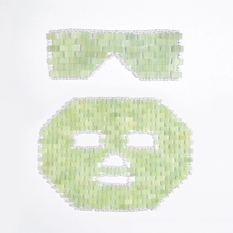 Natural Jade Stone Face Eye Mask Handmade Cooling Beaded Skin Care Relaxation Stress Relief Beauty Tool Anti Aging