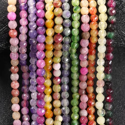 Perline In Pietra Preziosa Rotonde Sfaccettate Giada Quarzite Perline Distanziatrici Per Creazione Di Gioielli Accessori Fai Da Te Stile Naturale