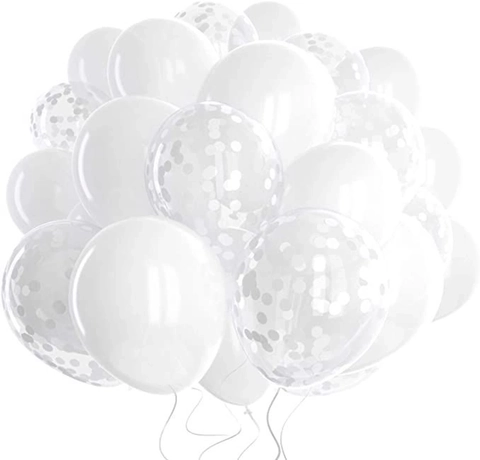 White Balloon Decoration Collection With Confetti Latex Balloons For Wedding Birthday Party Celebration