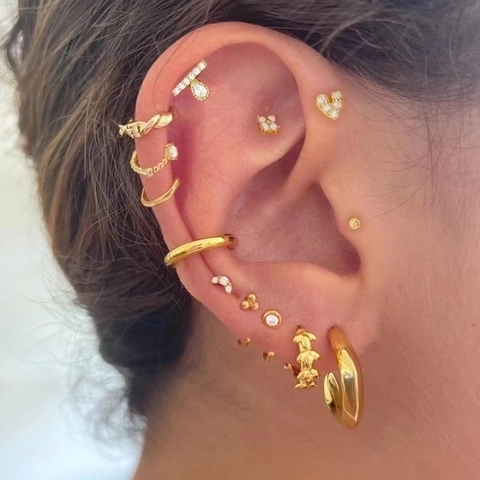 Stainless Steel Hoop Earrings Geometric C Shaped Minimalist Fashion Jewelry For Women 18K Gold Plated Elegant Accessory
