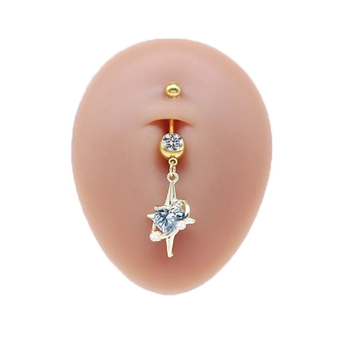 Navel Piercing Ring Copper Zircon Rhinestone Moon Star Planet Heart Dangle Body Jewelry For Women