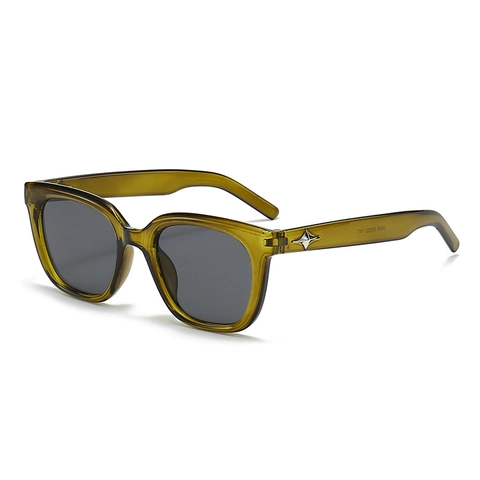 Square Sunglasses Retro Chunky Frame UV400 Protection Fashion Vintage Eyewear With Star Metal Decor For Women Men