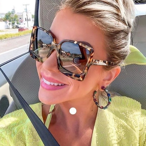 Oversized Square Sunglasses PC Frame AC Lens UV400 Protection Vintage Fashion Gradient Eyewear For Women And Men