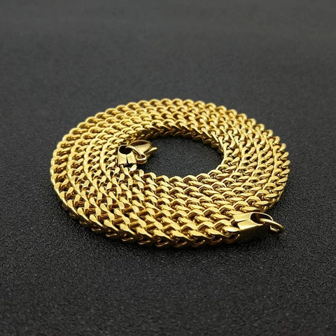 Collana A Catena Hip Hop Acciaio Al Titanio Placcato Oro Maglia Cubana Gioielli Intrecciati Per Uomini