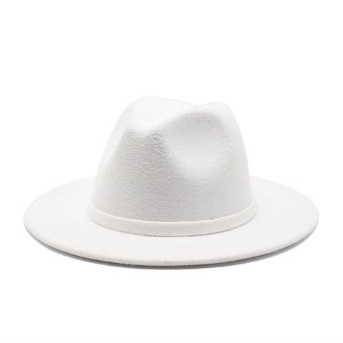 Sombrero Fedora Clásico Vintage De Ala Ancha De Fieltro De Lana Gorra De Jazz Con Decoración De Cinta Color Sólido Para Hombres Y Mujeres