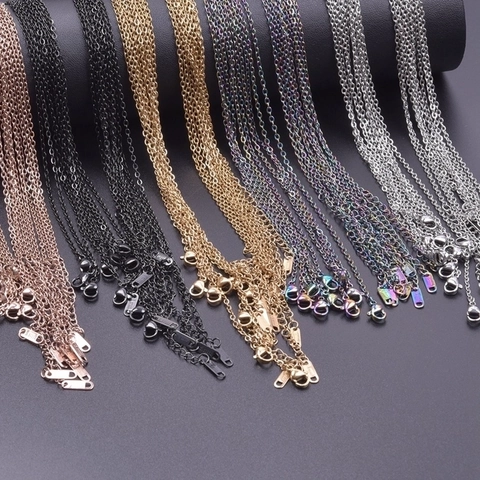 304 Stainless Steel Cross Chain Necklace Link Cable For DIY Jewelry Making With Lobster Clasp Vacuum Plated Unisex
