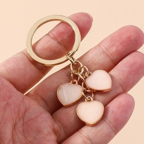 Sparkling Heart Keychain Colorful Glitter Drip Oil Metal Bag Pendant Women Girlish Sweet Aesthetic Accessory