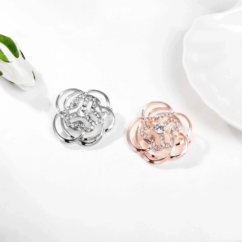 Vintage Kamelie Blume Brosche Pin Zinklegierung Strass Eingelegt Mode Schmuck Für Damen Bankett Party Geschenk Kleid Accessoire