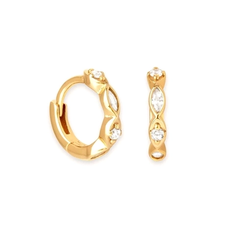 925 Sterling Silver Post Copper Marquise Zirconia Geometric Hoop Earrings Simple Fashion Huggie Earrings For Women Jewelry